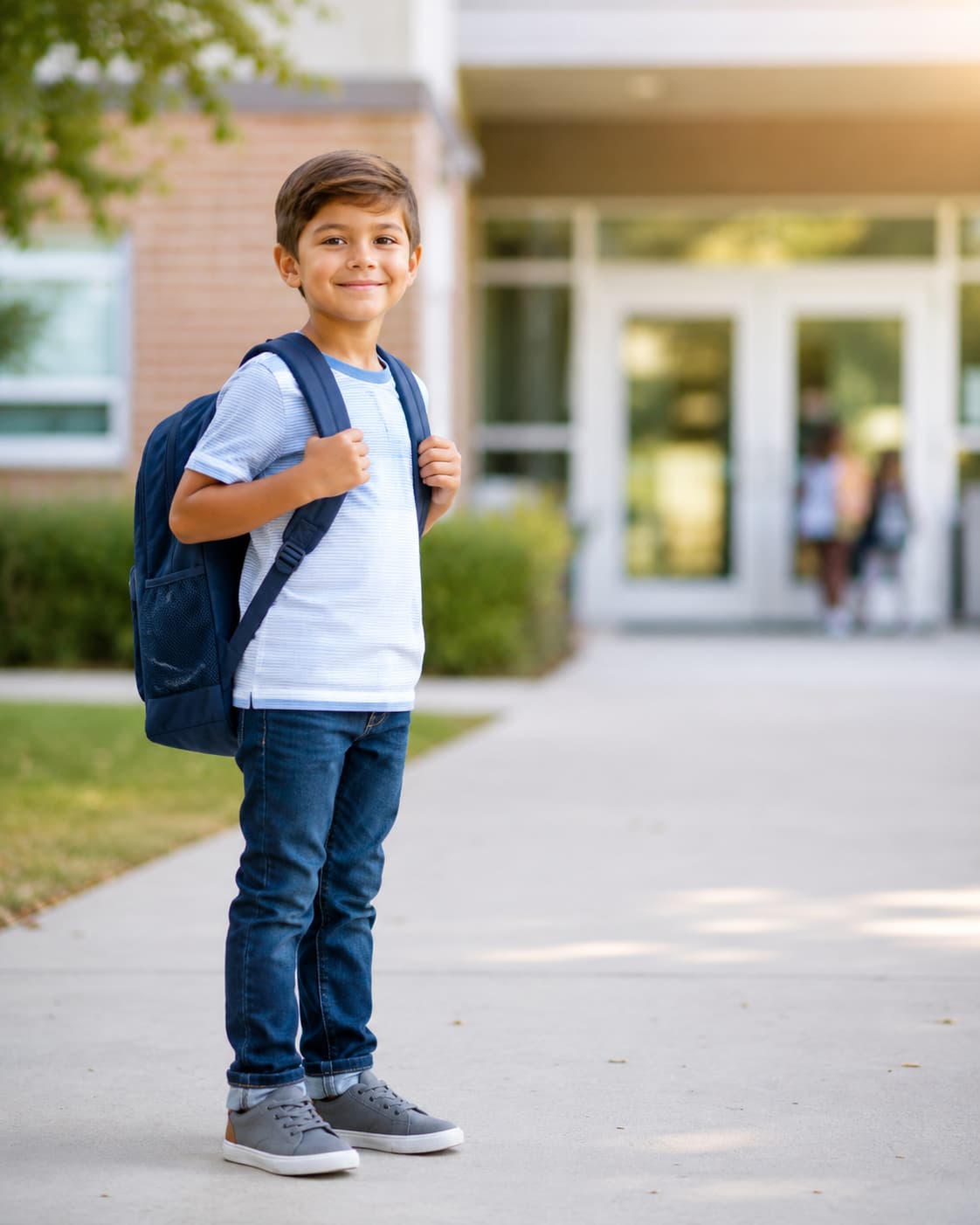 Child wearing a properly fitted backpack for back-to-school backpack safety in Richmond Hill